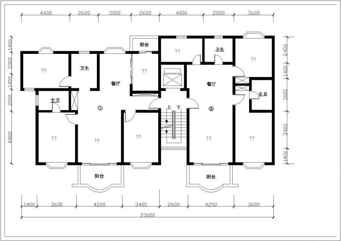 某小区多层住宅户型平面设计图纸_图1