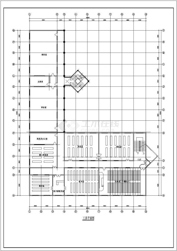 某学校三层框架结构教学楼设计cad建筑施工图（甲级院设计）-图二