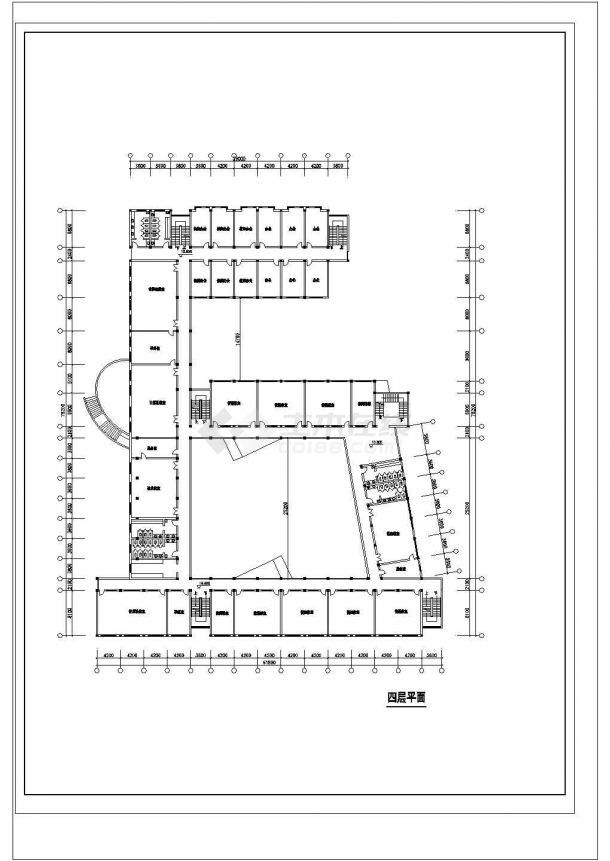 某学校四层框架结构教学楼设计cad建筑图纸（标注详细）-图一