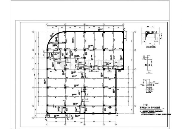 某地框架结构商厦结构设计cad施工图-图一