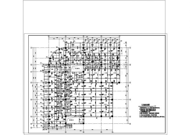 某地框架结构商厦结构设计cad施工图-图二