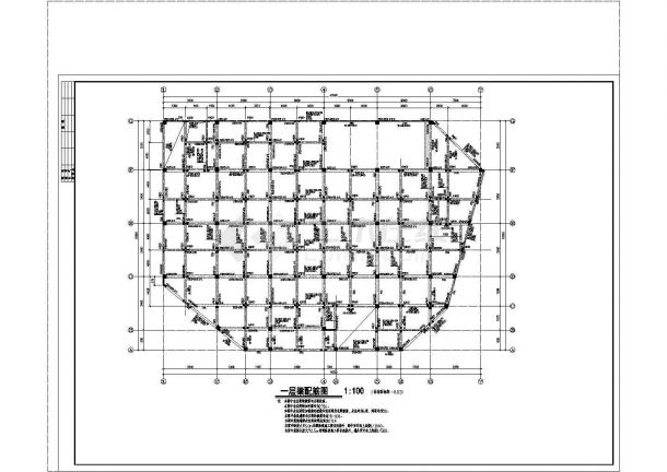 某商城框架结构详细设计cad施工图-图一