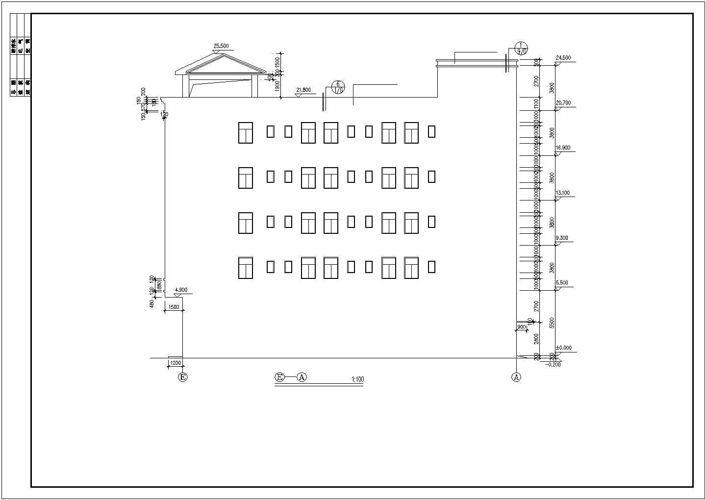 全套某5层宿舍楼建筑结构施工图CAD