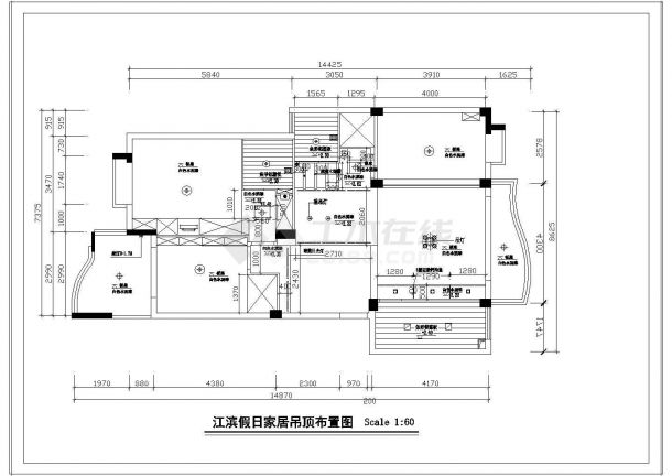 [江滨]某大户型家居平面装修设计施工cad图纸-图一