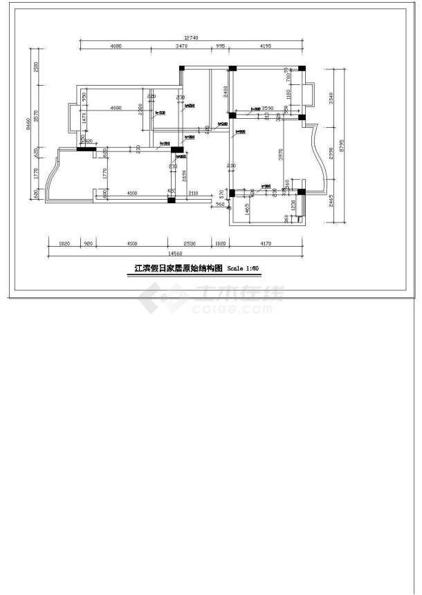[江滨]某大户型家居平面装修设计施工cad图纸-图二