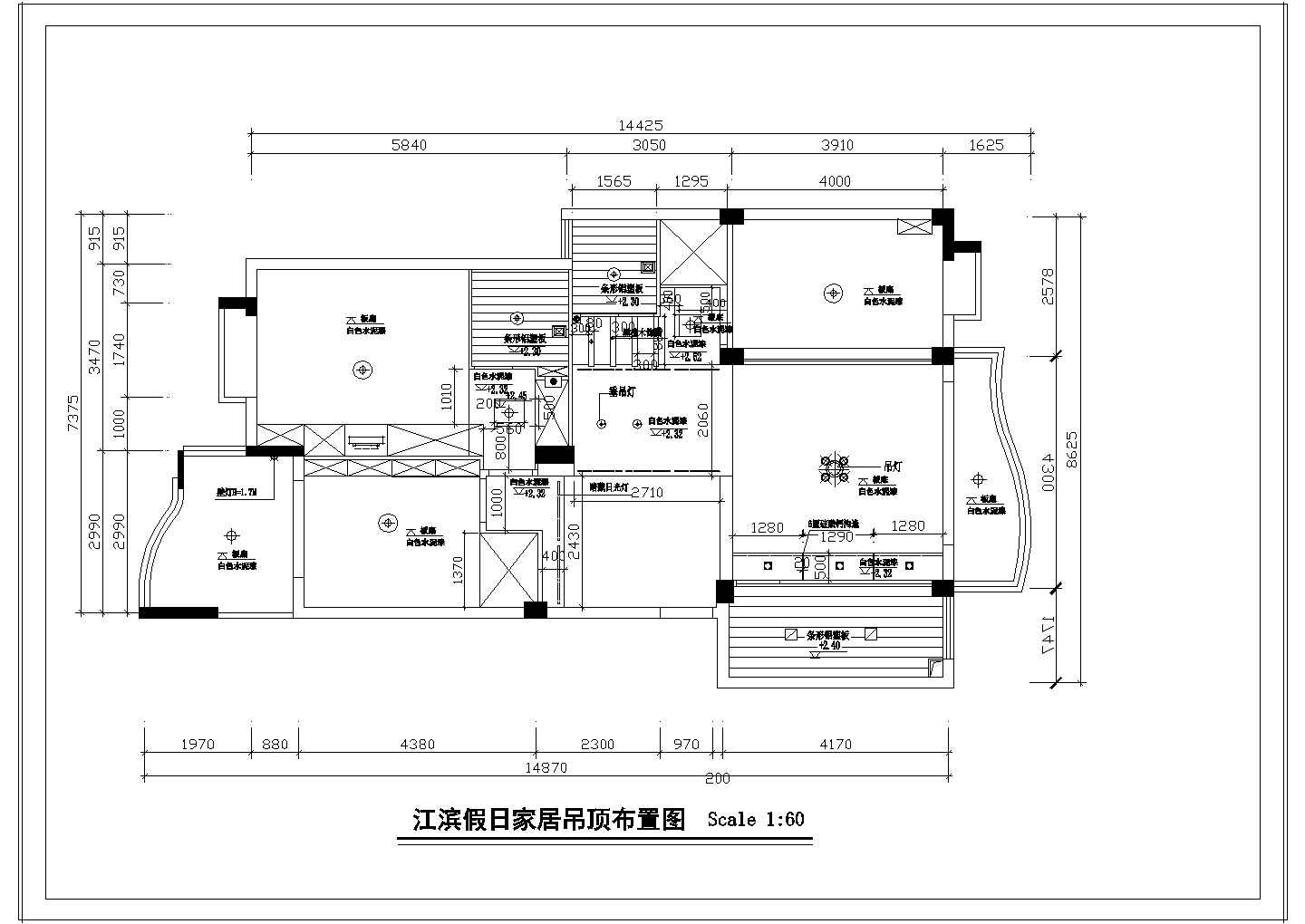 [江滨]某大户型家居平面装修设计施工cad图纸