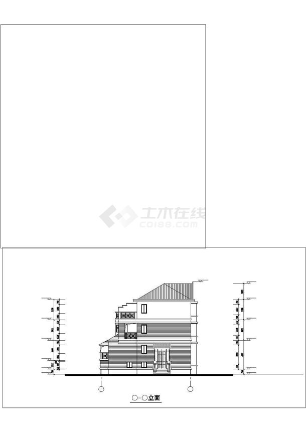 [昆山]某住宅花园联体别墅建筑设计cad图纸-图二