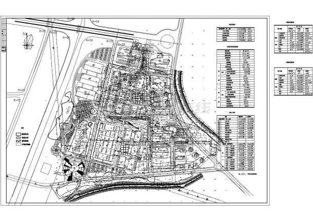 规划用地27.4公顷工业园规划总平面图1张 含用地平衡表 主要技术经济指标表 公建一览表cad图-图一