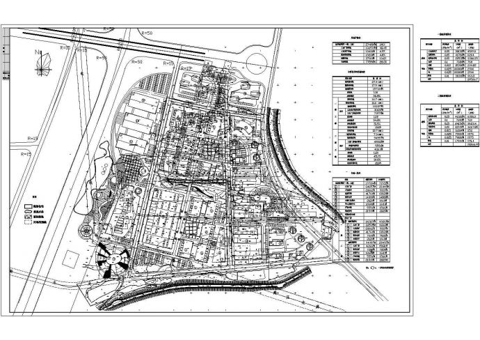 规划用地27.4公顷工业园规划总平面图1张 含用地平衡表 主要技术经济指标表 公建一览表cad图_图1