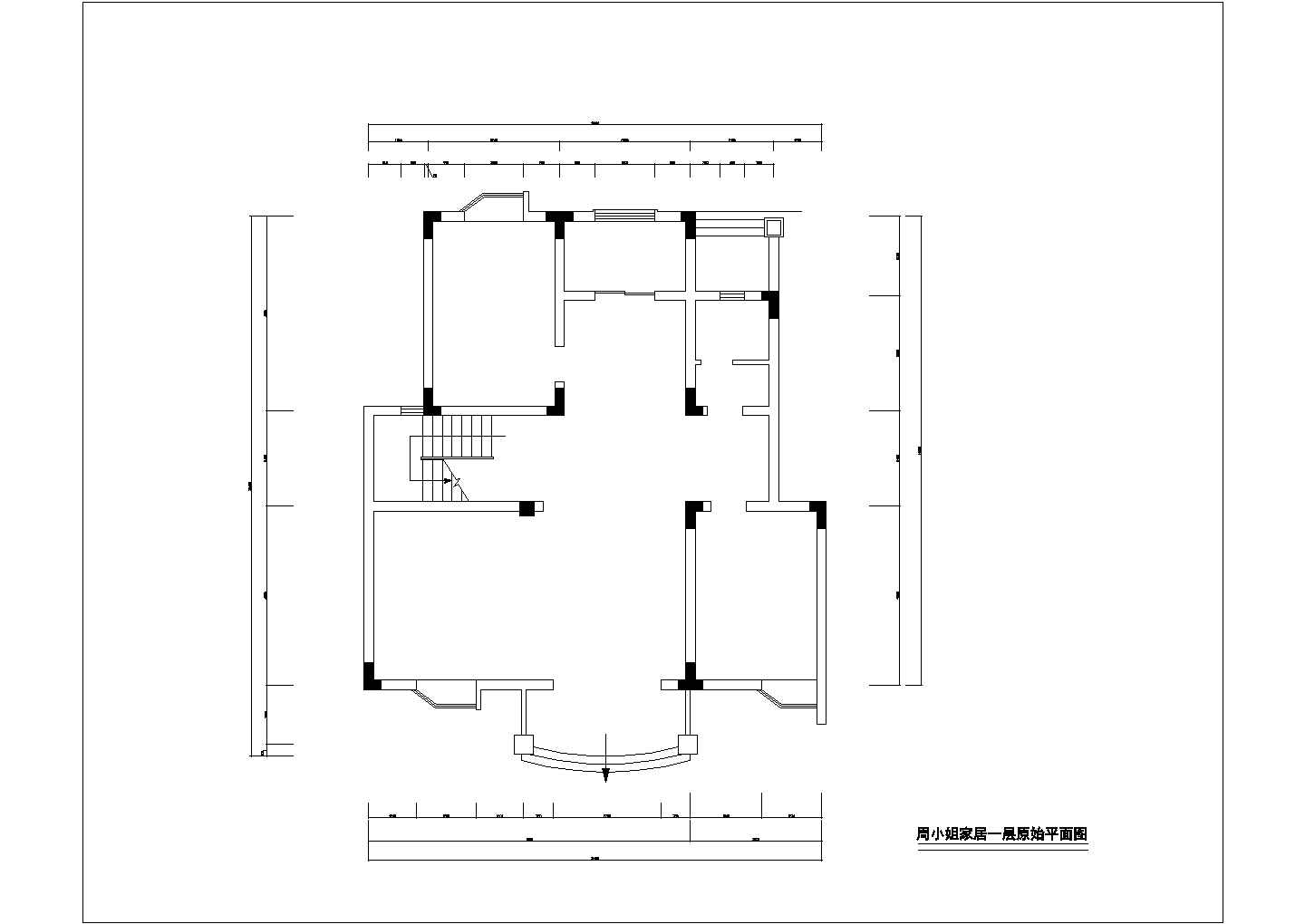 某城市中心花园别墅建筑室内装修设计施工方案CAD图纸