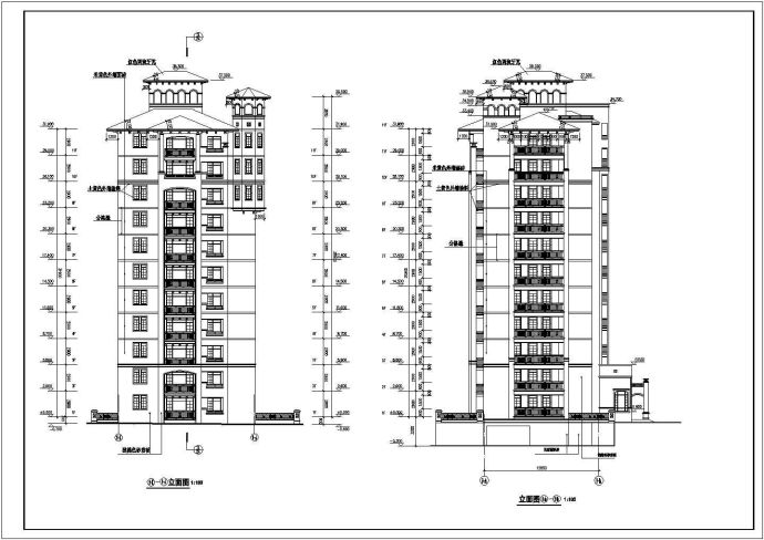 某高层框架剪力墙结构住宅楼设计cad建筑立面方案图_图1