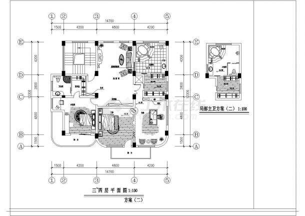 某城市内现代风格精品别墅建筑装修方案设计施工CAD图纸-图二