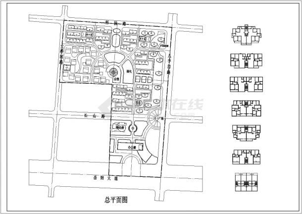 丰南市某地小区规划总设计cad图纸，共一份资料-图二