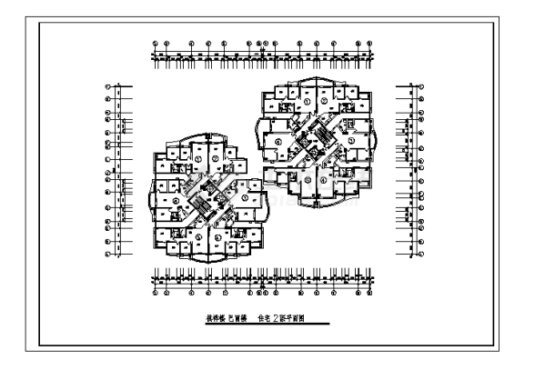 2套高层住宅户型楼层设计施工cad图纸-图二