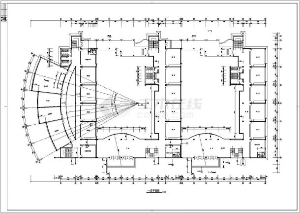 某小学五层砖混结构教学楼设计cad建筑施工图（标注详细）-图二
