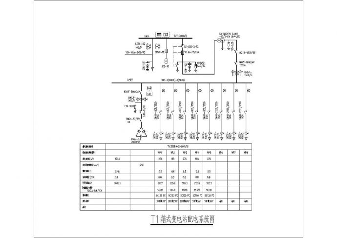 T1箱式变电站配电系统CAD图纸设计_图1