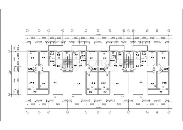 烟台市红旗路某小区6800平米六层住宅楼建筑设计CAD图纸（底框+砖混）-图一