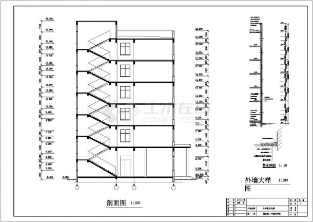 永州市某大型机械厂六层框架结构宿舍楼平立面设计CAD图纸-图二