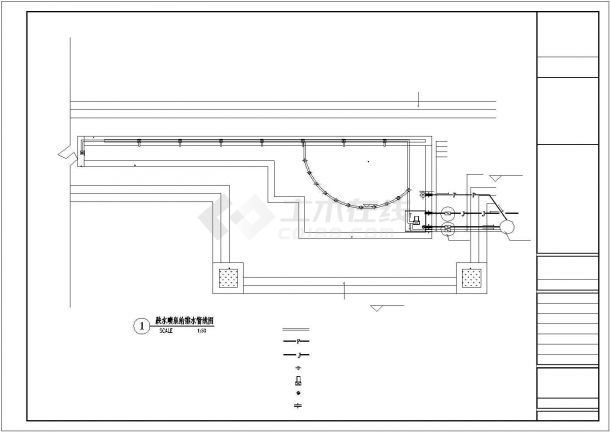 某跌水喷泉设计施工CAD详图-图一