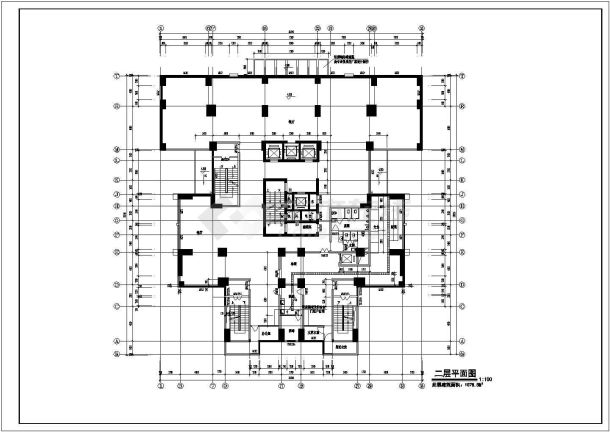 某框架剪力墙结构高层住宅楼建筑设计cad详细施工图-图二