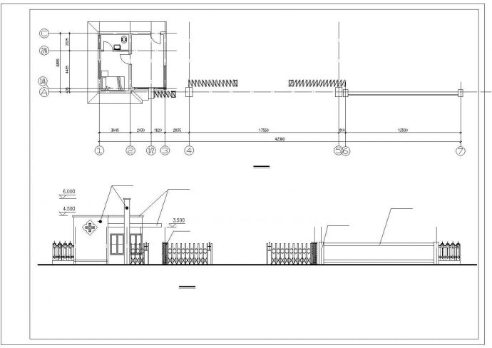 新建小区大门施工CAD图纸_图1