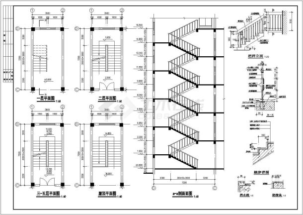 某中学宿舍楼建筑设计CAD平面图大样图施工图纸-图二