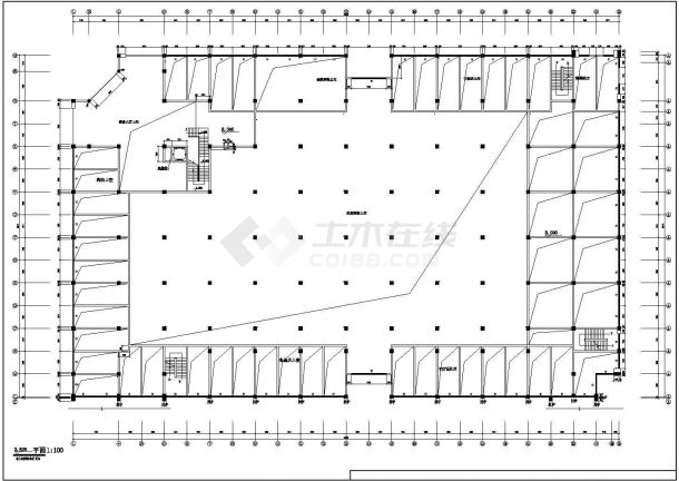 某城市建筑层三层框架结构农贸市场建筑设计cad图（含平立剖图）-图二
