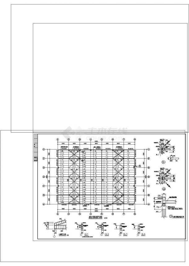 厂房设计_单层钢屋架厂房结构施工CAD图纸设计-图二