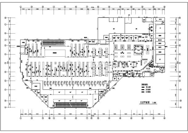 某市三层大型超市卖场建筑设计cad平面图-图一