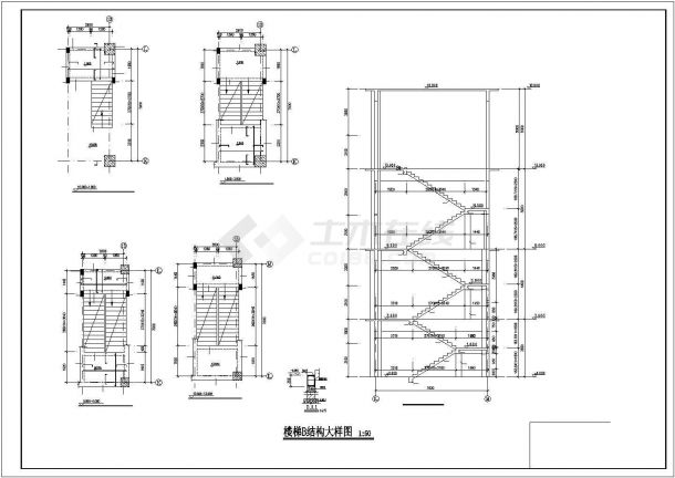 某井字梁框架结构建筑设计施工CAD图纸-图二