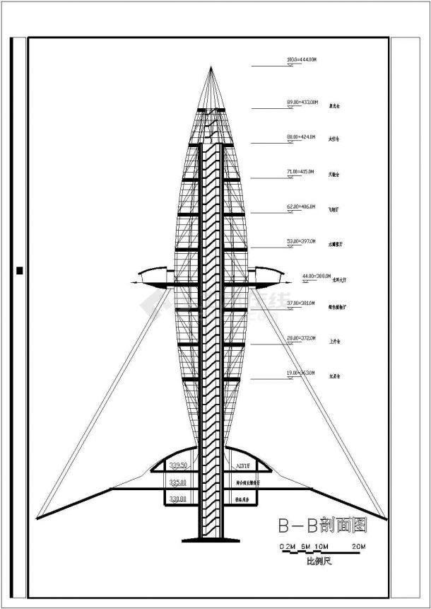观光塔全套建筑设计方案图纸-图二