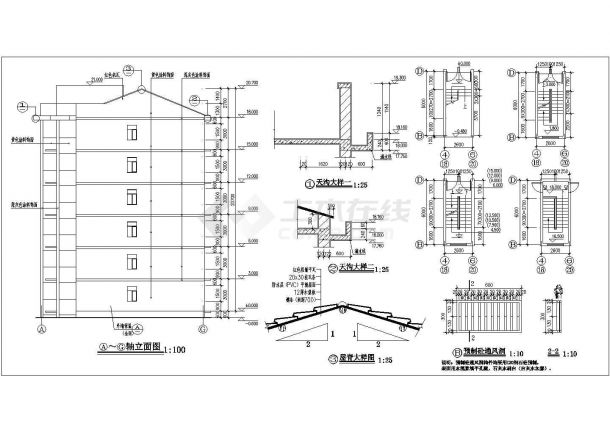 某框架结构住宅楼建筑工程设计施工CAD图纸-图二