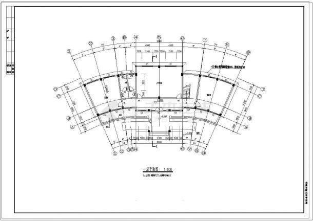 某地老年活动中心CAD建筑设计施工图纸-图二