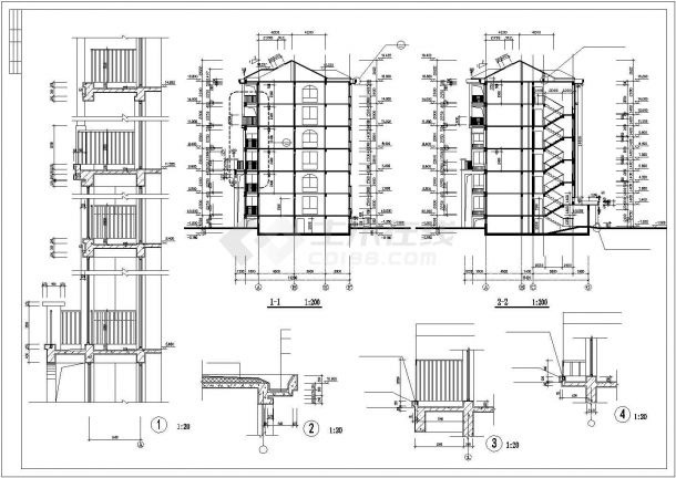 某异形柱框架结构住宅楼建筑工程设计施工CAD图纸-图二