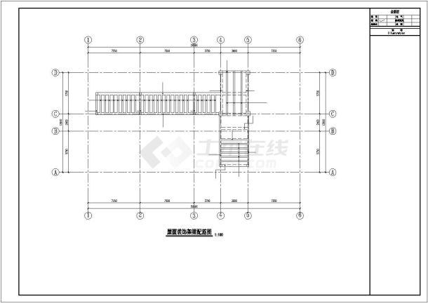 某框架结构社区活动中心建筑工程设计施工CAD图纸-图二