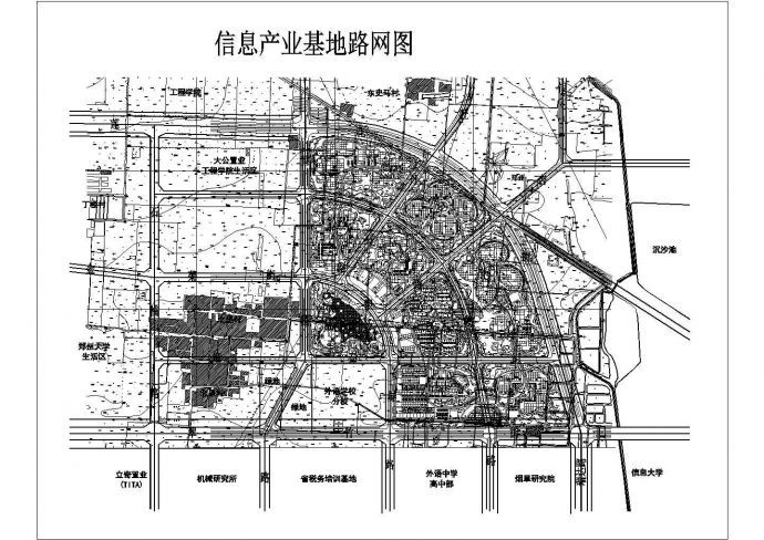 郑州某信息产业基地路网规划图纸_图1