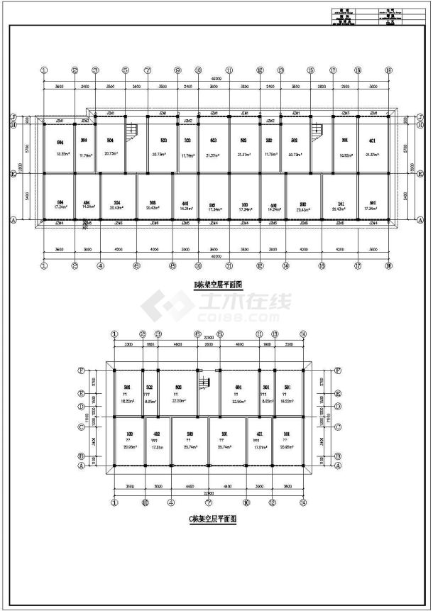 长22米宽11.1米7层砖混住宅楼建筑结构施工图-图一