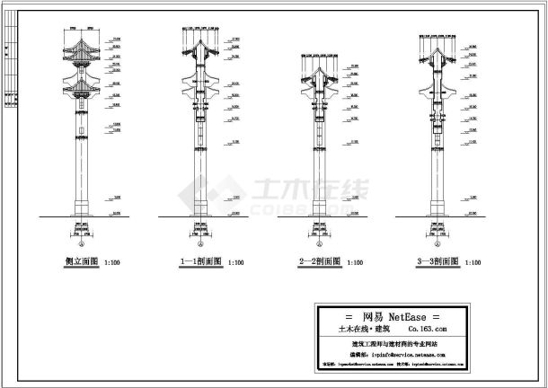 仿古建筑九龙门设计cad建筑施工图-图一