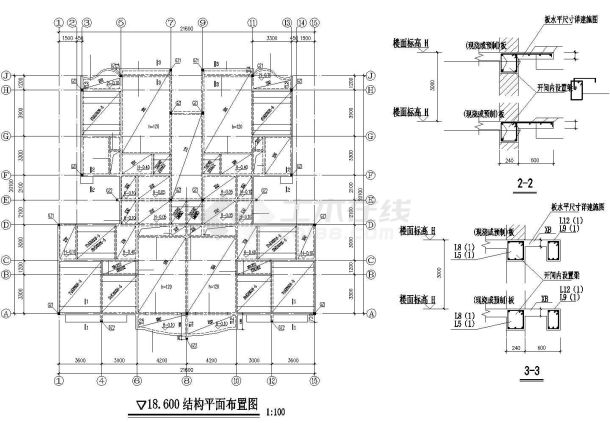 长64.8米宽20.1米6层砖混住宅楼结构施工图-图一