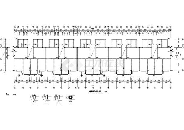 长69.8米宽14.3米砖混住宅楼结构施工图-图一