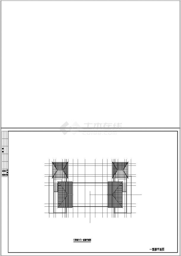 某地区古城门建筑设计CAD施工图纸-图一
