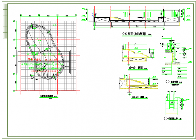某泳游池规划施工CAD设计图纸_图1