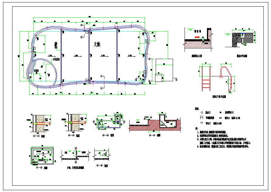 某游泳池建筑设计施工CAD图纸