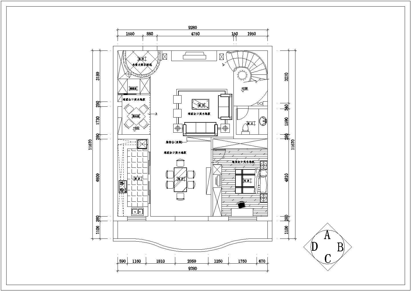 某地区现代法式单体别墅建筑装修方案设计施工CAD图纸