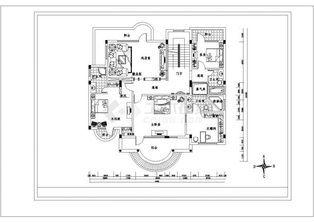 某地区现代中式豪华别墅建筑装修方案设计施工CAD图纸-图二