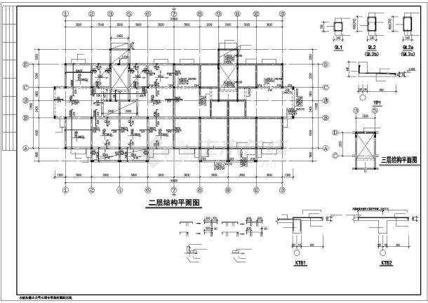 某地三层住宅楼混合结构cad施工设计图纸-图一