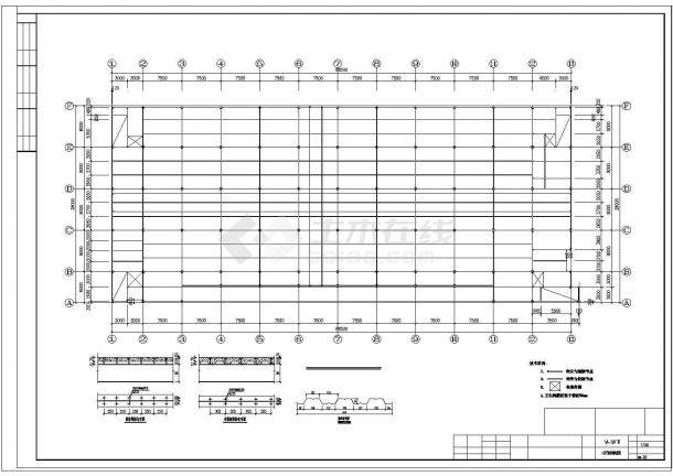 厂房设计_某地区钢结构厂房cad结构设计施工图-图一