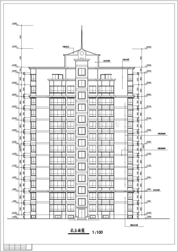 3550平方米实力豪华公寓住宅楼规划设计建筑施工cad图，共十五张-图一