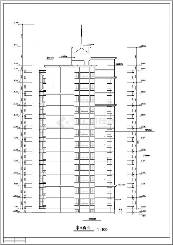 3550平方米实力豪华公寓住宅楼规划设计建筑施工cad图，共十五张-图二