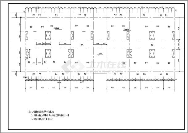 菏泽市某工厂3870平米4层框架结构员工宿舍楼建筑和结构设计CAD图纸-图一